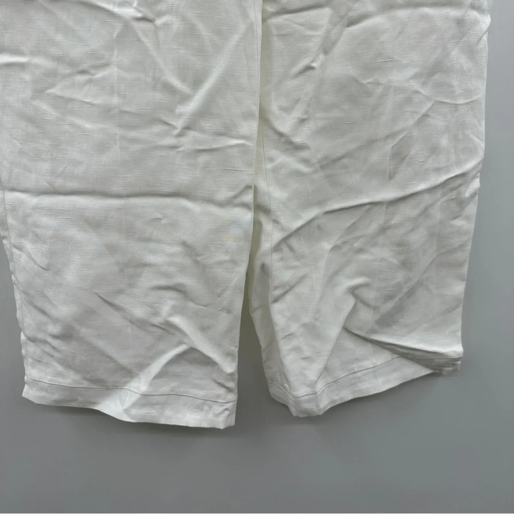 Babaton Agency Viscose Linen Blend High‎ Rise Straight Leg Pants in White Sz 4